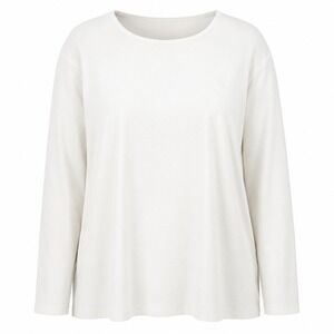 Lauren Ralph Lauren Long Sleeve Top Women 3X White LRL Monogram Cotton Basic‎